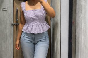 Lavender Smocked Peplum Top