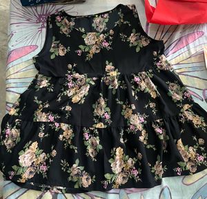 Black Floral Tiered Sleeveless Top