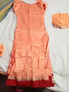 Elegant Orange kurti Set with Embellishments