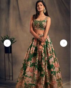 GREEN AND PINK Embroidered LEHENGA💅🏻