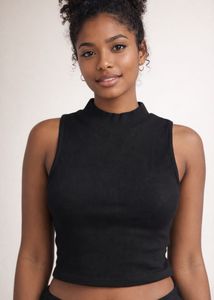 Sleek Black Mock Neck Sleeveless Top