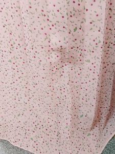 Elegant Pink Floral Print Pleated Skirt