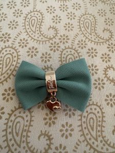 Cute Bow Hair Clip with Heart Charm