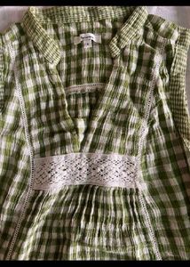 Sale!!Green Gingham Sleeveless Top