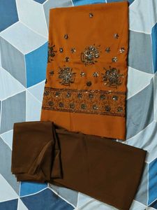 Embroidered Kurti with Brown Pants