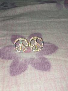 uv Sparkling vintage Peace Sign Earrings