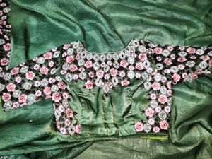 Designer Green Embellished Saree