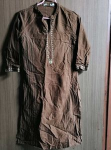 Brown Embroidered Kurta
