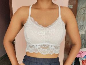 Cream Lace Cropped Bralette Top