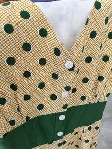 Green polka dot yellow dress