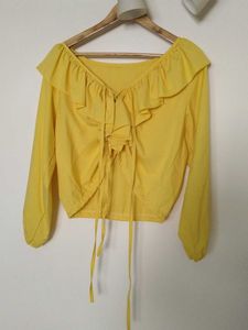Yellow Ruffle Off-Shoulder Top