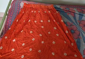 Vibrant Orange Bandhani Print Skirt