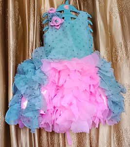 Cute Blue &amp; Pink Ruffle Dress