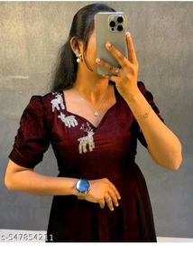 Elegant Maroon Velvet Dress