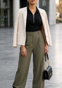 Women's Ribbed Half-Zip Collar Crop Top