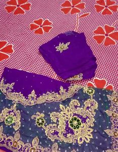 fully stone Hand work saree with blouse