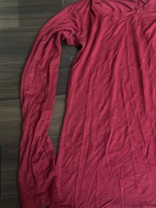 Comfortable Long Sleeve Red Top