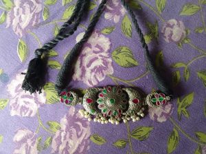 Exquisite Oxidized Silver Necklace with Kemp Stone