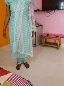 Elegant Blue Sequined Kurta Set