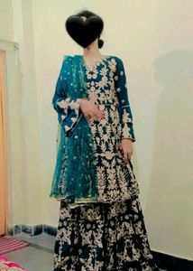 Stunning Teal Embroidered Lehenga Choli