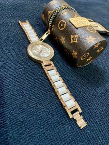Elegant White Gold Watch with Crystal Accents