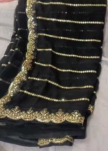 Elegant Black Sequin Saree