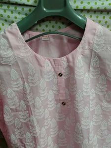 Pink Embroidered Chikankari Kurta
