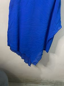 Cobalt Blue Asymmetrical Pleated Hem Top