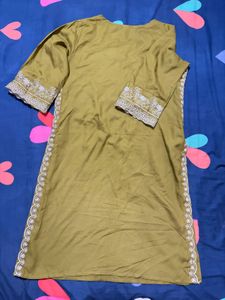 Olive Green Embroidered Kurta Set