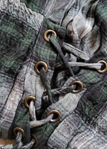 Granny Chic Plaid Lace-Up Blouse