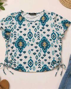 Boho Print Tie-Side T-Shirt