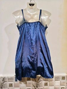 Satin Chemise with Lace Trim
