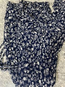 Blue Floral Off-Shoulder Midi Dress