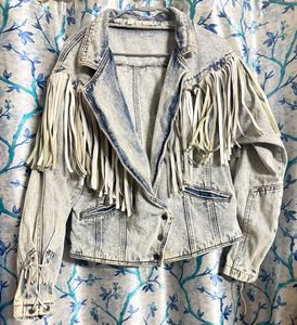 Fringed Denim Cowbody Acid washed Jean Jacket