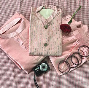 Elegant Pink Kurta Set with Trousers