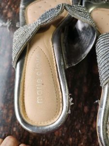 Silver Beaded Thong Sandals....