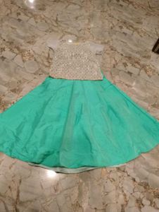 Girls Ethnic Top With Silk Skirt