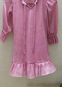 Pink Pleated Tunic Top