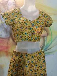 Boho Yellow Floral Print Skirt and Top Set
