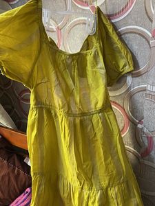 Yellow Tiered Midi Dress