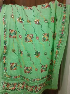 Embroidered Dupatta with Mirror Work (pure cotton)