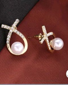 Pearl &amp; Rhinestone Stud Earrings