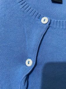 Imported Korean crew-neck blue cardigan