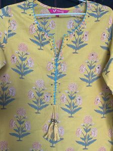 Vibrant Yellow Floral Print Kurta