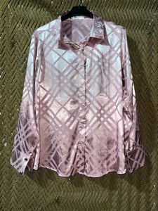 Satin Geometric Print Button-Up Shirt