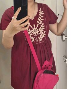 Embroidered Maroon top