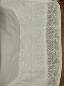 Embroidered White Cotton Kurti