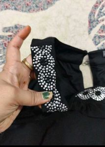 xxl Black Sleeveless Dress with sequences