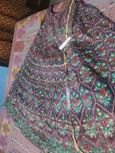 Multicolour Full Embroidery Lehenga .