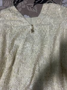 Elegant White Kurta Set with Embellishments